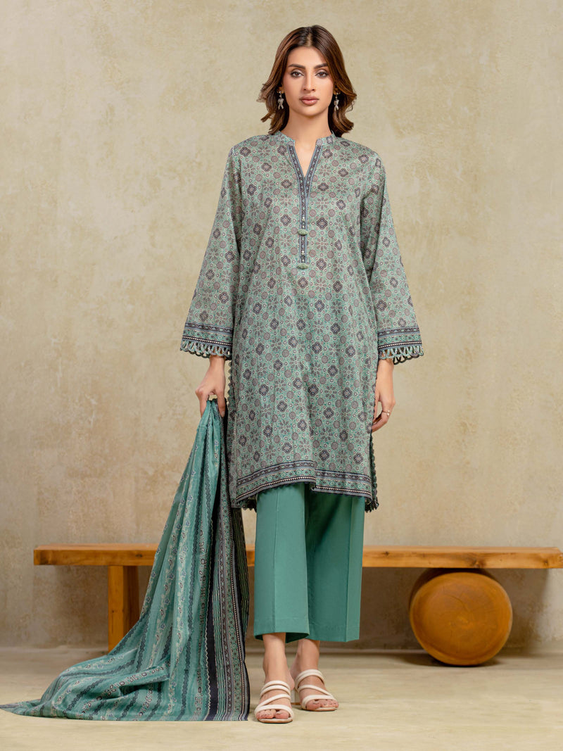 edenrobe Allure Unstitched Printed Khaddar 3Pc Suit EWU5A3-35918