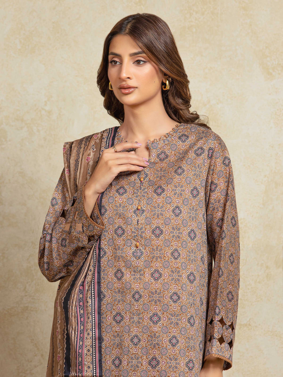 edenrobe Allure Unstitched Printed Khaddar 3Pc Suit EWU5A3-35919