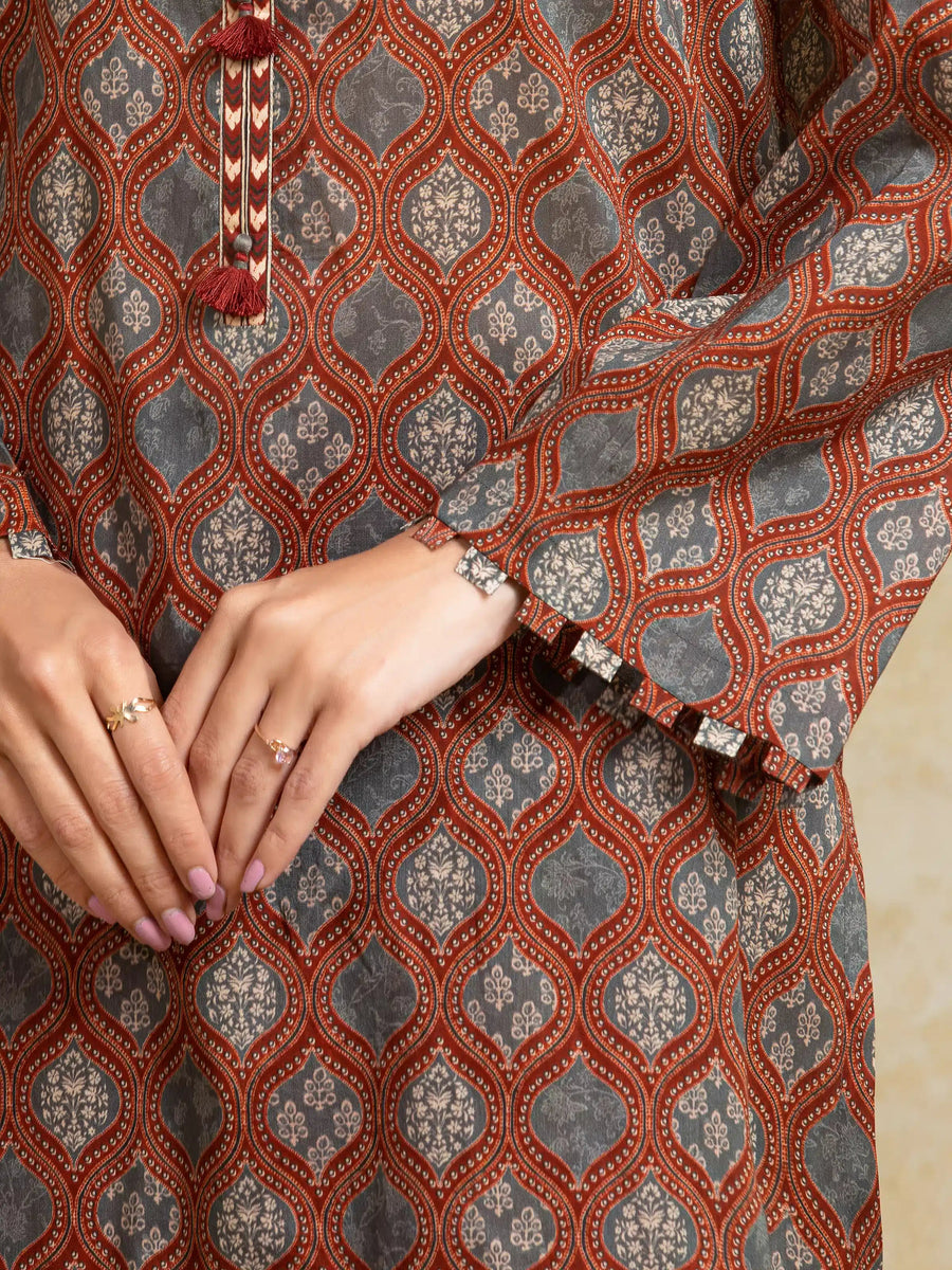 edenrobe Allure Unstitched Printed Khaddar 3Pc Suit EWU5A3-35920