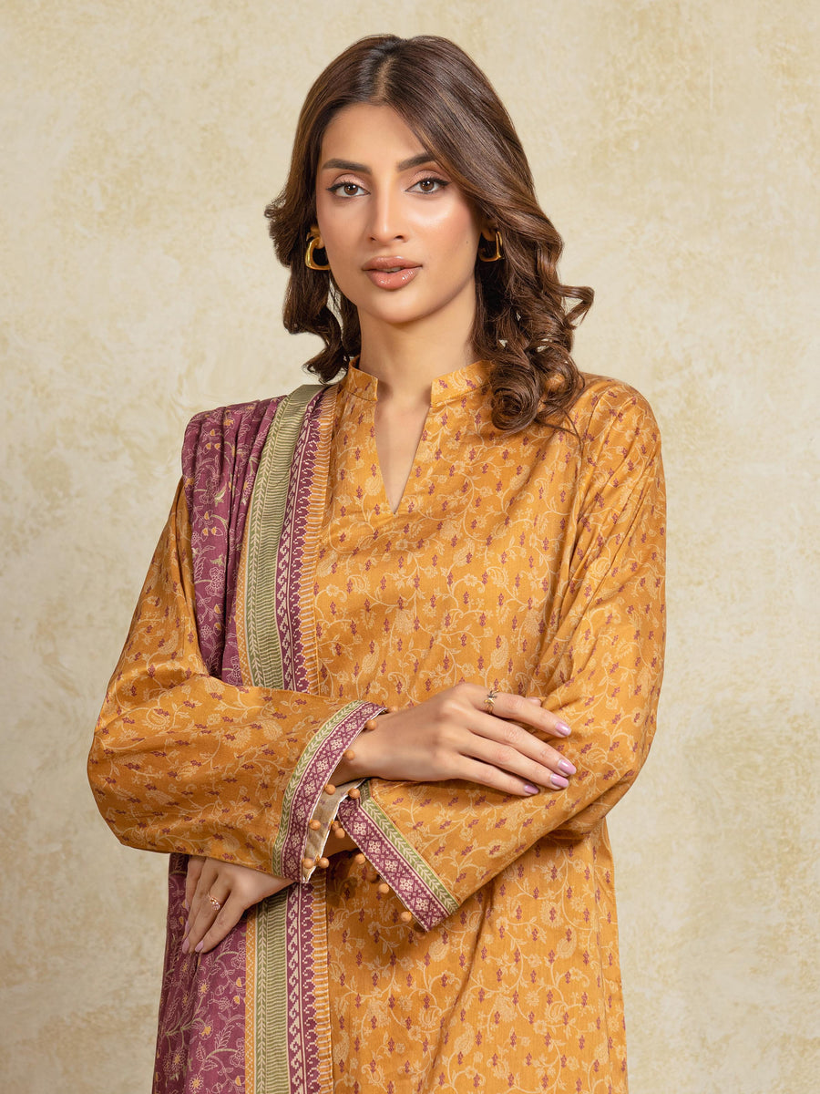 edenrobe Allure Unstitched Printed Khaddar 3Pc Suit EWU5A3-35923
