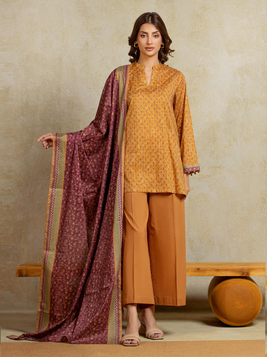 edenrobe Allure Unstitched Printed Khaddar 3Pc Suit EWU5A3-35923