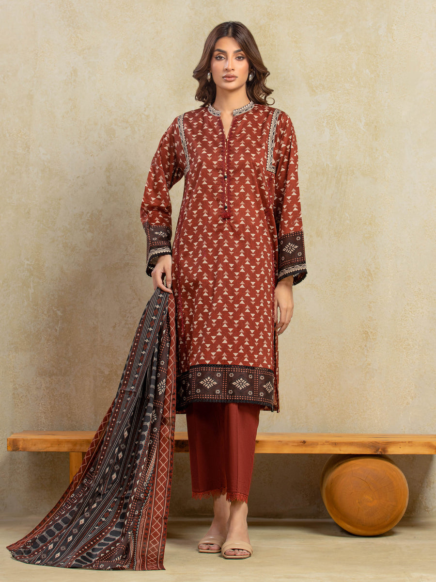 edenrobe Allure Unstitched Printed Khaddar 3Pc Suit EWU5A3-35929