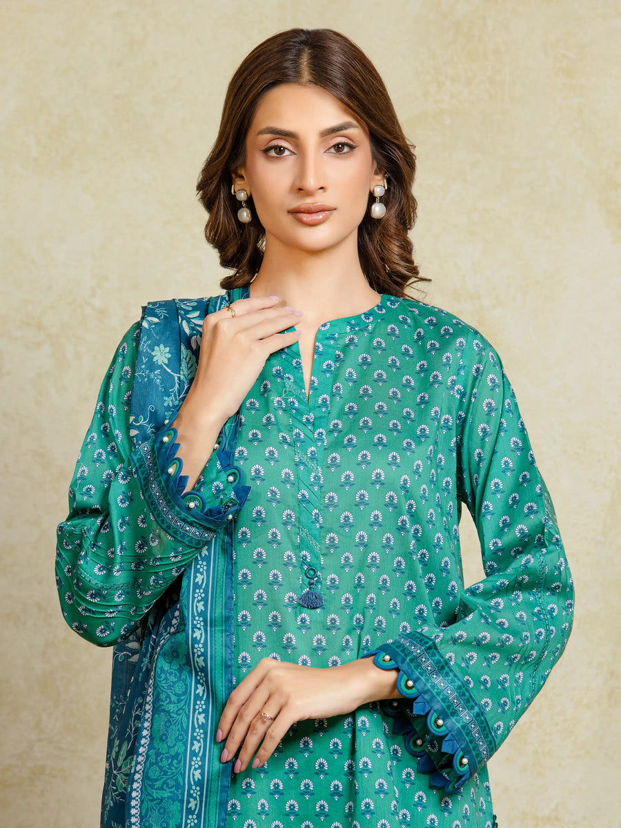 edenrobe Allure Unstitched Printed Khaddar 3Pc Suit EWU5A3-35934