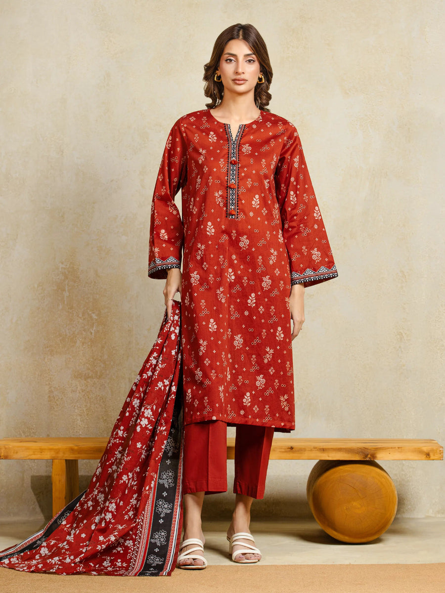 edenrobe Allure Unstitched Printed Khaddar 3Pc Suit EWU5A3-35935