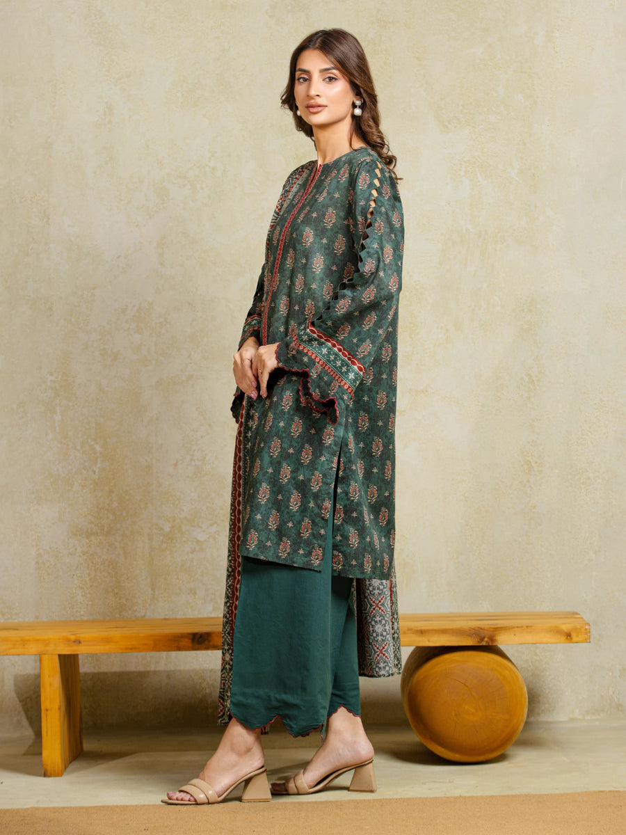 edenrobe Allure Unstitched Printed Khaddar 3Pc Suit EWU5A3-35937