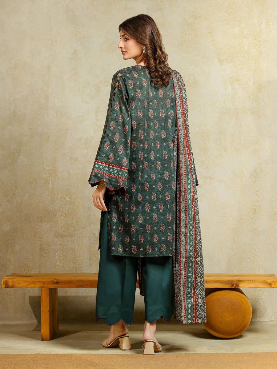 edenrobe Allure Unstitched Printed Khaddar 3Pc Suit EWU5A3-35937