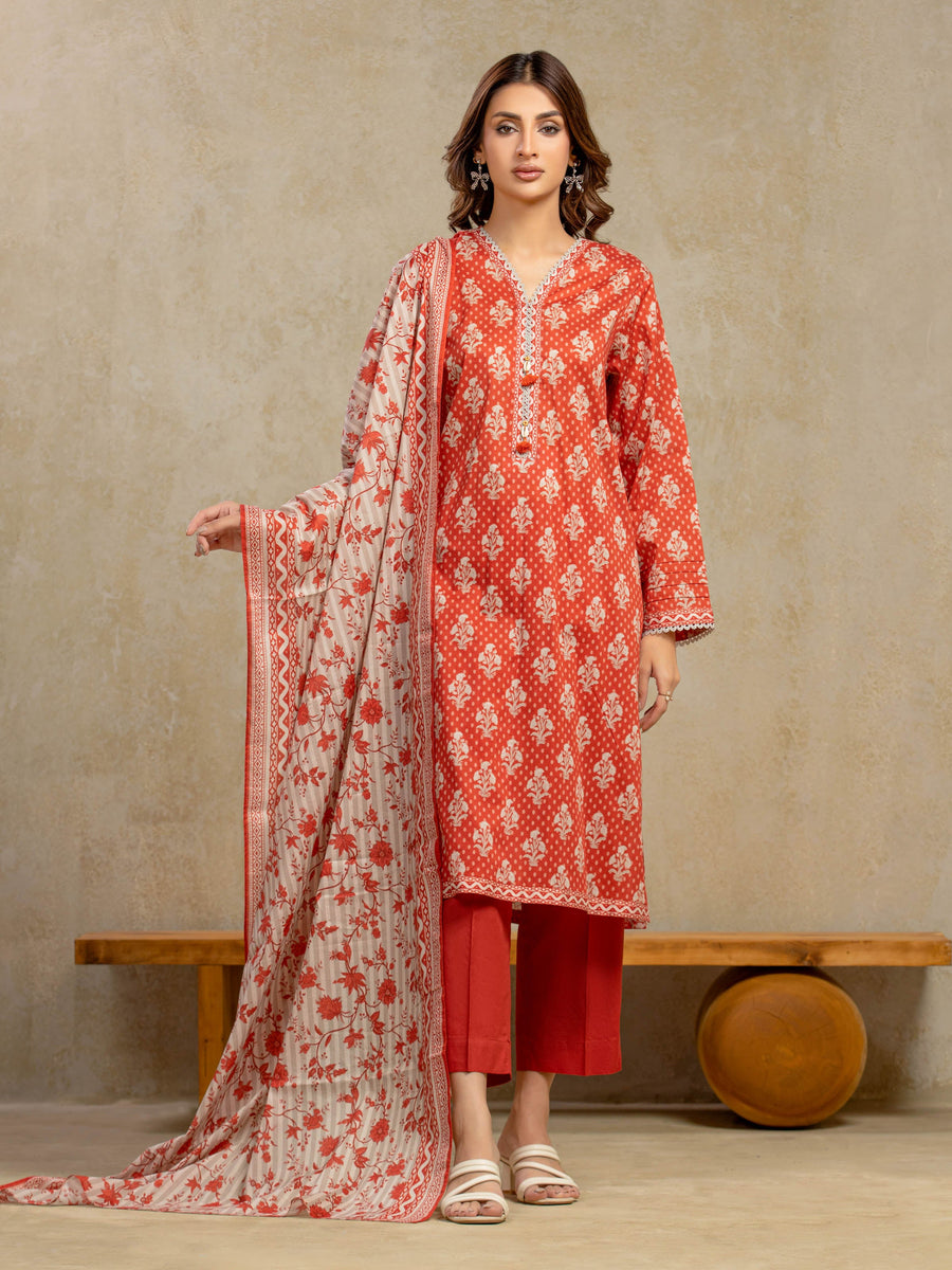 edenrobe Allure Unstitched Printed Khaddar 3Pc Suit EWU5A3-35938