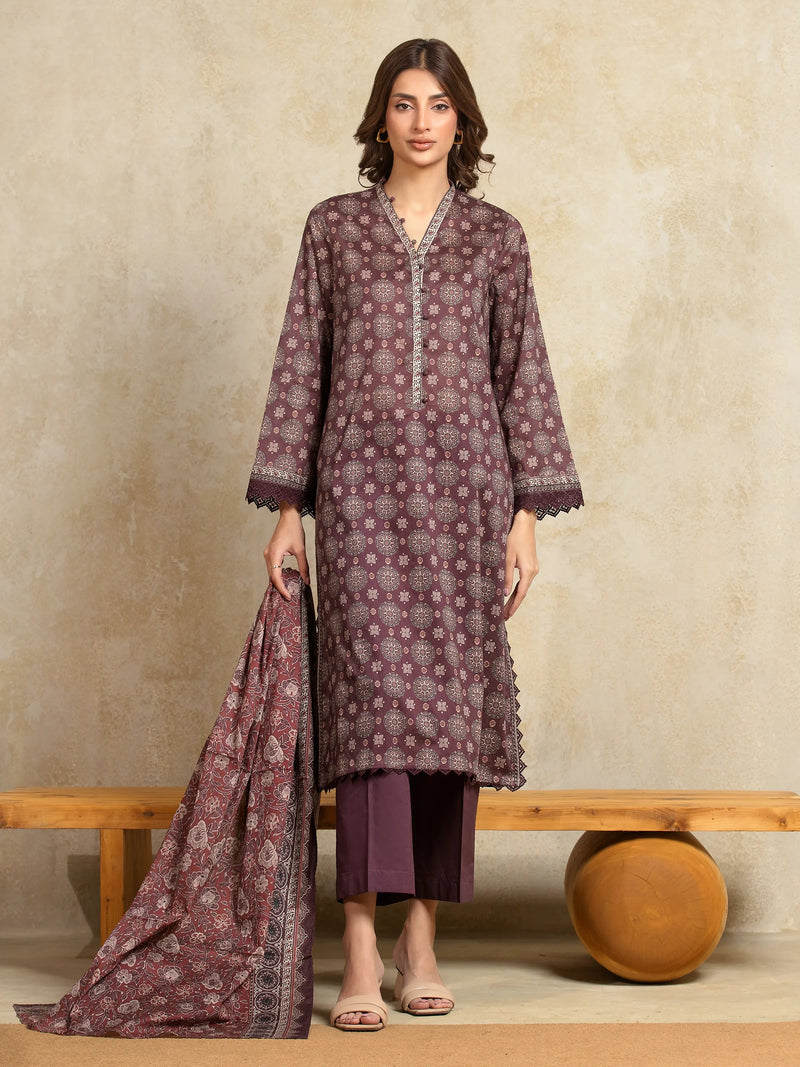 edenrobe Allure Unstitched Printed Khaddar 3Pc Suit EWU5A3-35939