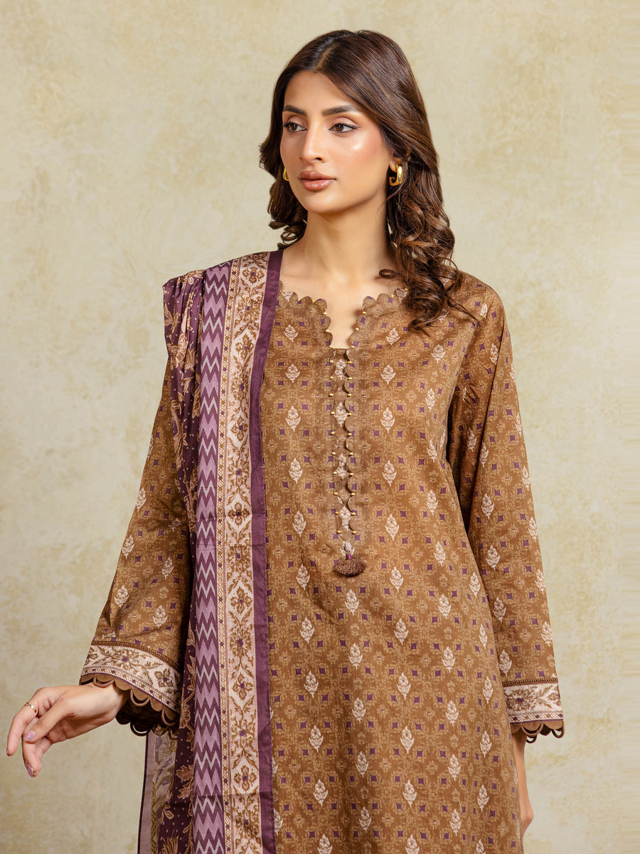 edenrobe Allure Unstitched Printed Khaddar 3Pc Suit EWU5A3-35942