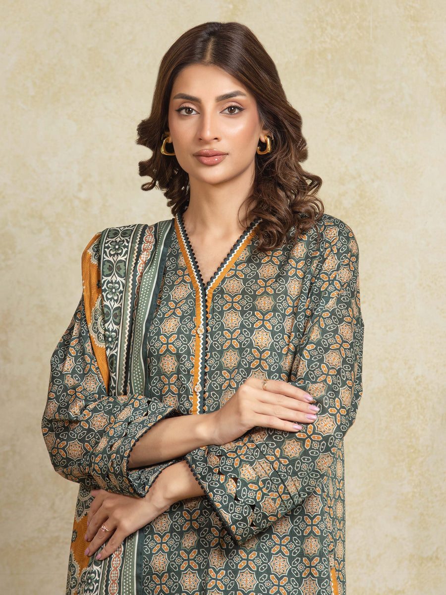 edenrobe Allure Unstitched Printed Khaddar 3Pc Suit EWU5A3-35945