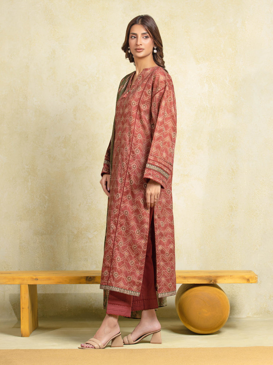 edenrobe Allure Unstitched Printed Khaddar 3Pc Suit EWU5A3-35950