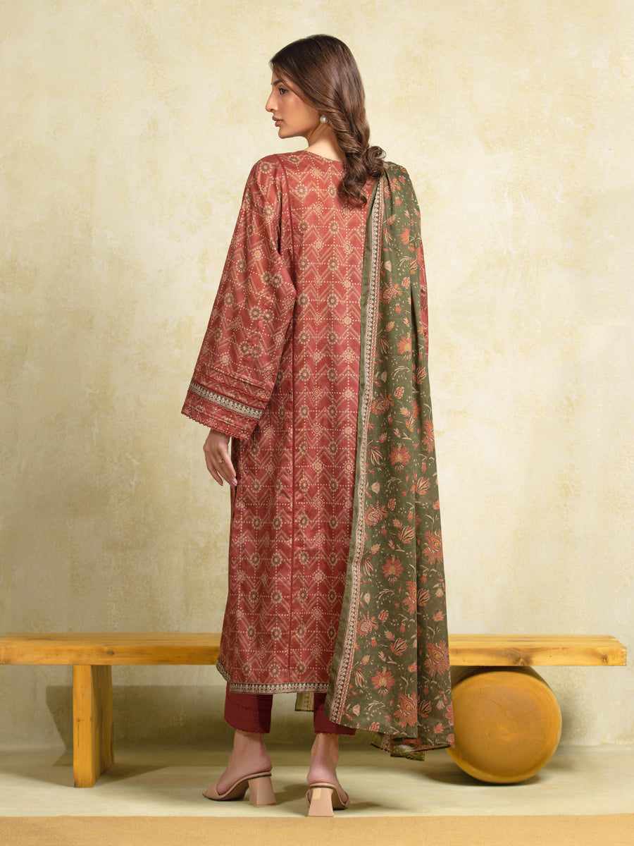 edenrobe Allure Unstitched Printed Khaddar 3Pc Suit EWU5A3-35950
