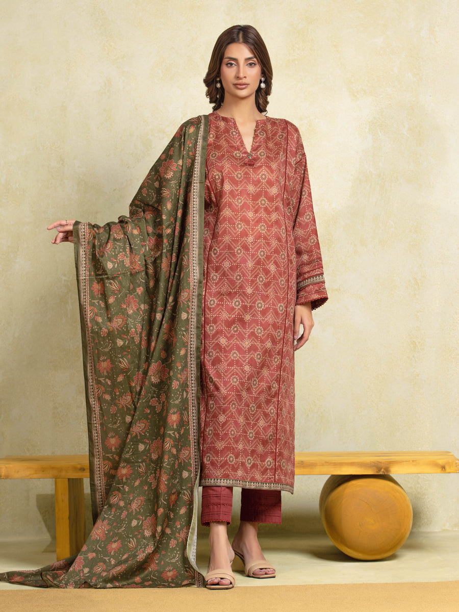edenrobe Allure Unstitched Printed Khaddar 3Pc Suit EWU5A3-35950