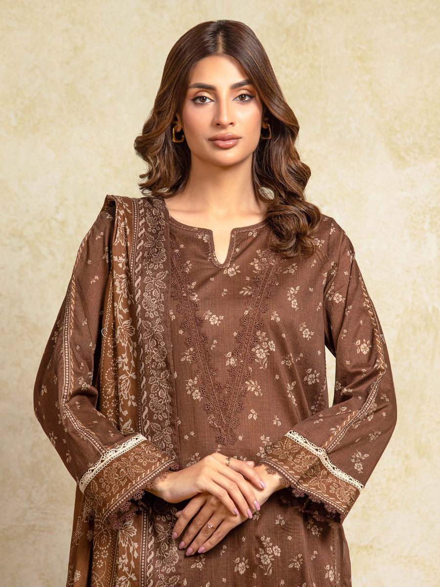 edenrobe Allure Unstitched Printed Khaddar 3Pc Suit EWU5A3-35952