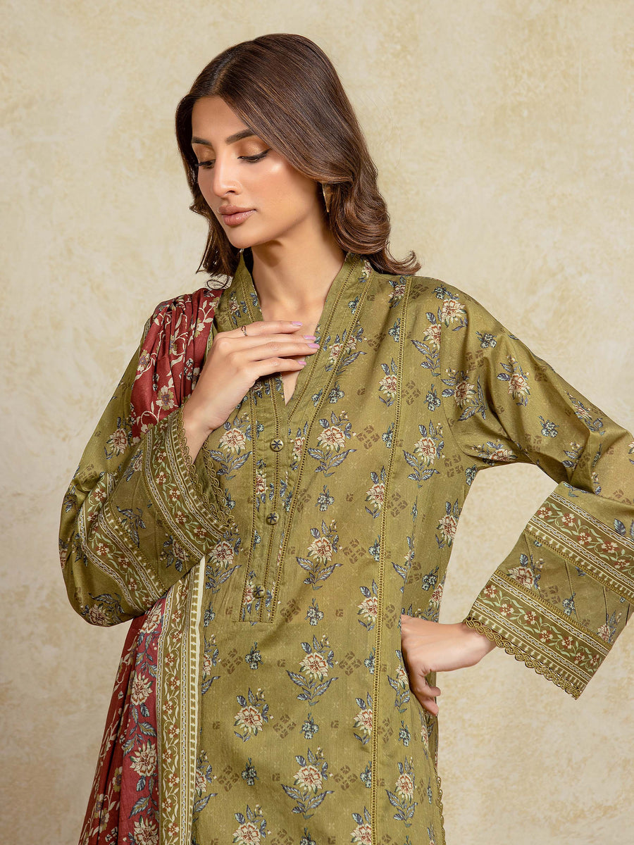 edenrobe Allure Unstitched Printed Khaddar 3Pc Suit EWU5A3-35957