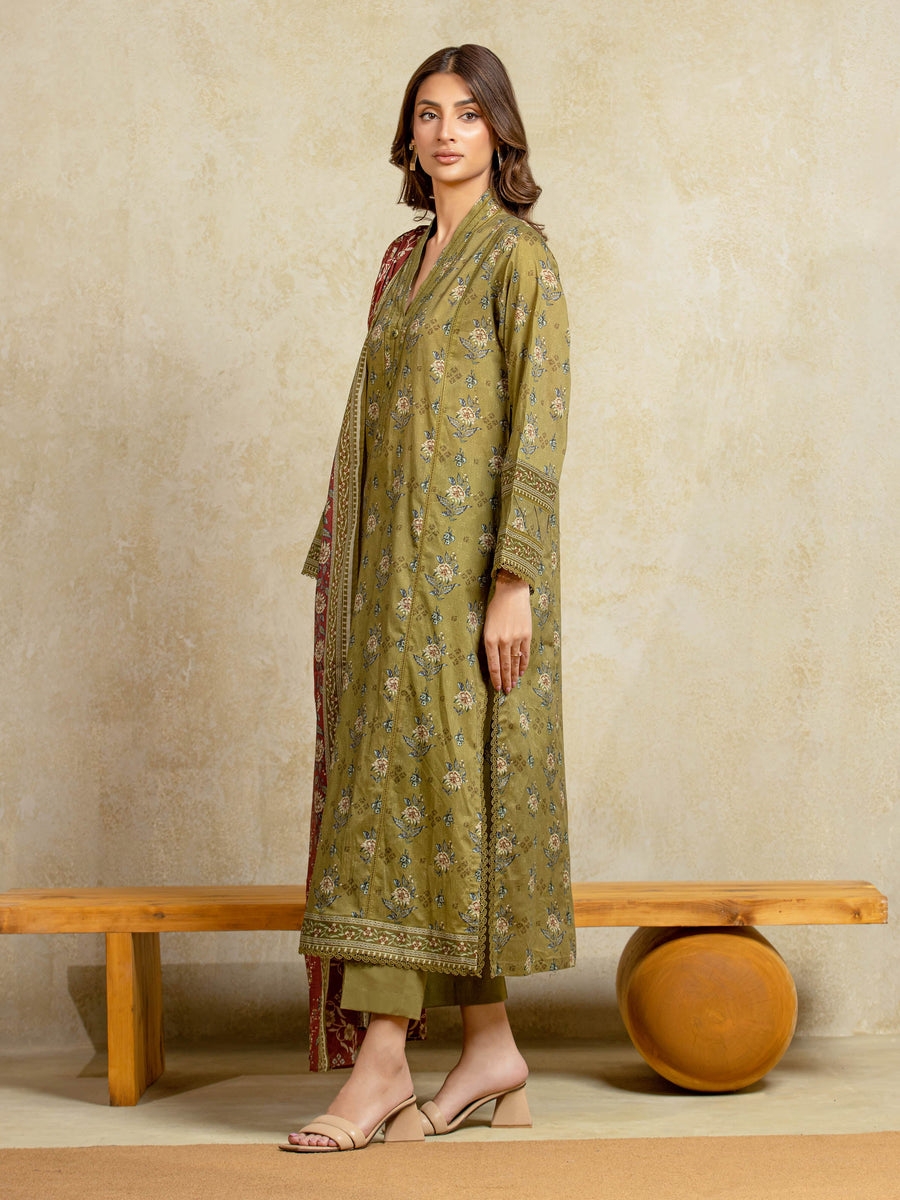 edenrobe Allure Unstitched Printed Khaddar 3Pc Suit EWU5A3-35957