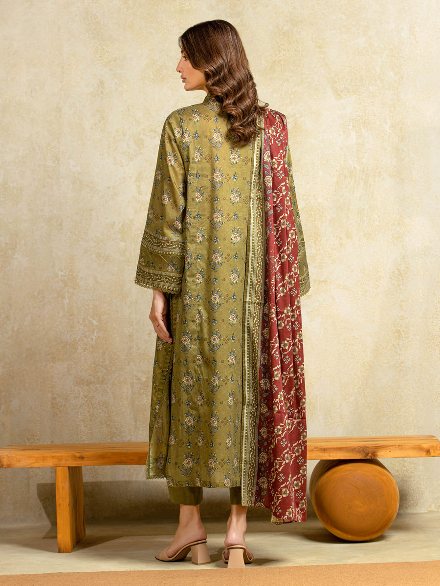 edenrobe Allure Unstitched Printed Khaddar 3Pc Suit EWU5A3-35957