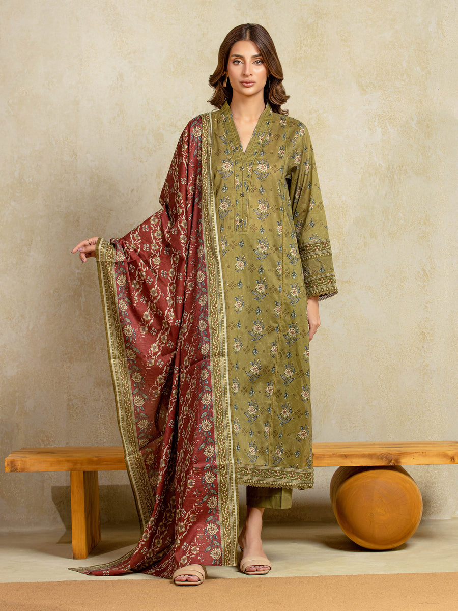 edenrobe Allure Unstitched Printed Khaddar 3Pc Suit EWU5A3-35957