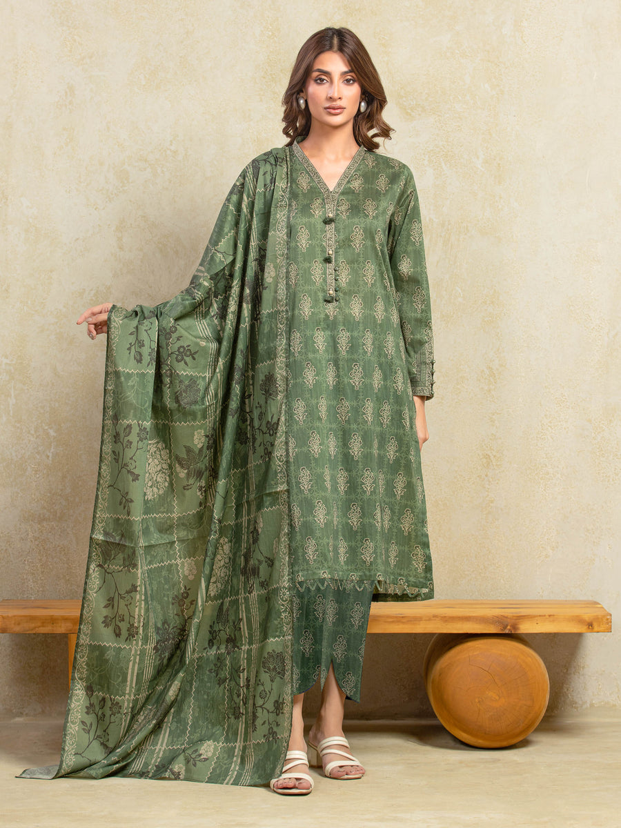 edenrobe Allure Unstitched Printed Khaddar 3Pc Suit EWU5A3-35958