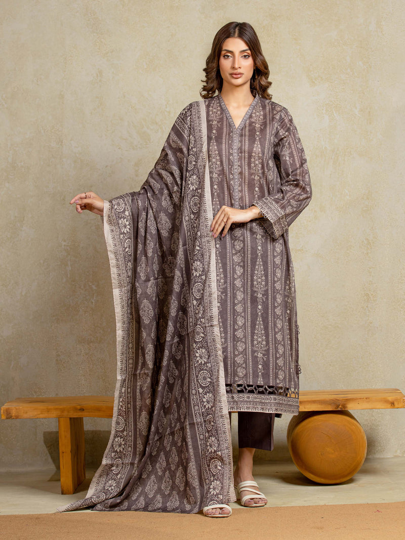 edenrobe Allure Unstitched Printed Khaddar 3Pc Suit EWU5A3-35961