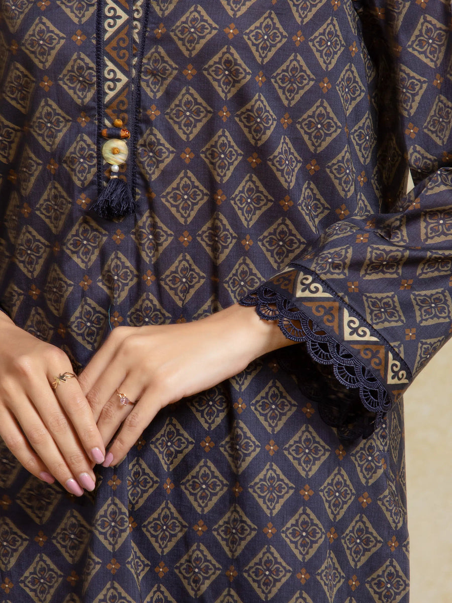 edenrobe Allure Unstitched Printed Khaddar 3Pc Suit EWU5A3-35965