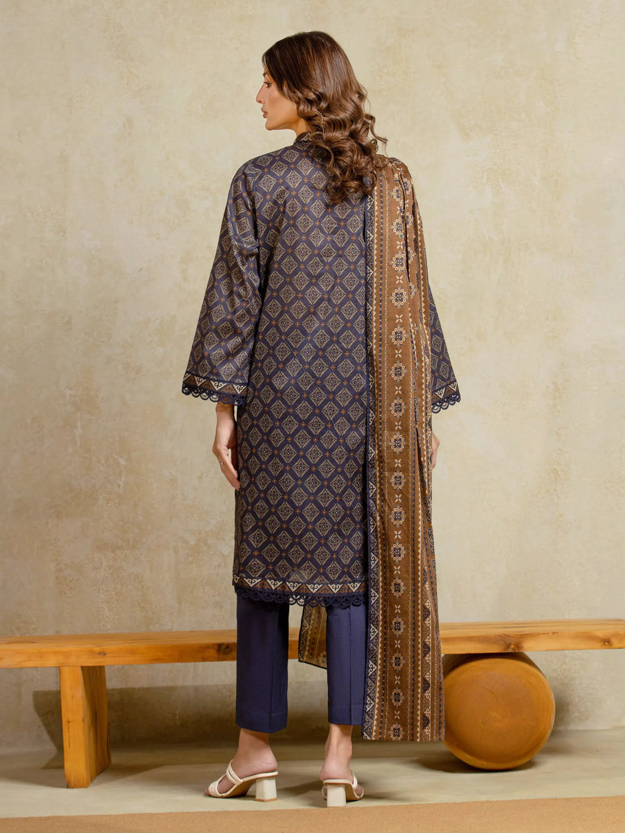 edenrobe Allure Unstitched Printed Khaddar 3Pc Suit EWU5A3-35965