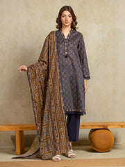 edenrobe Allure Unstitched Printed Khaddar 3Pc Suit EWU5A3-35965