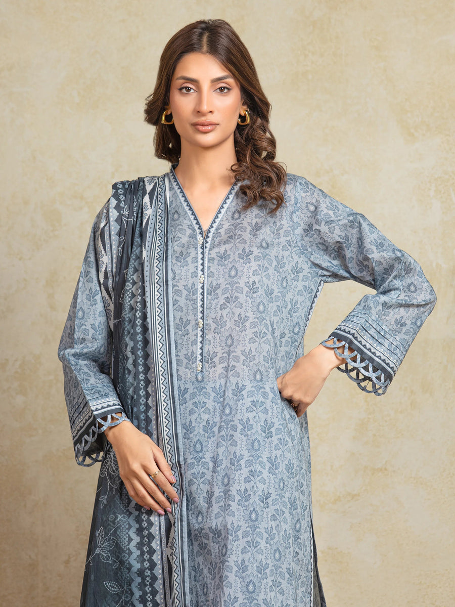 edenrobe Allure Unstitched Printed Khaddar 3Pc Suit EWU5A3-35966