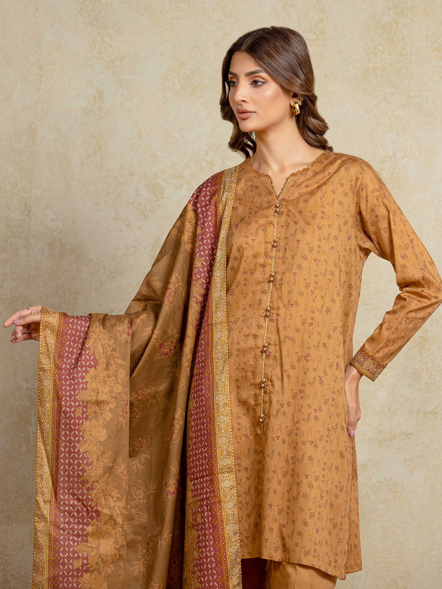 edenrobe Allure Unstitched Printed Khaddar 3Pc Suit EWU5A3-35969