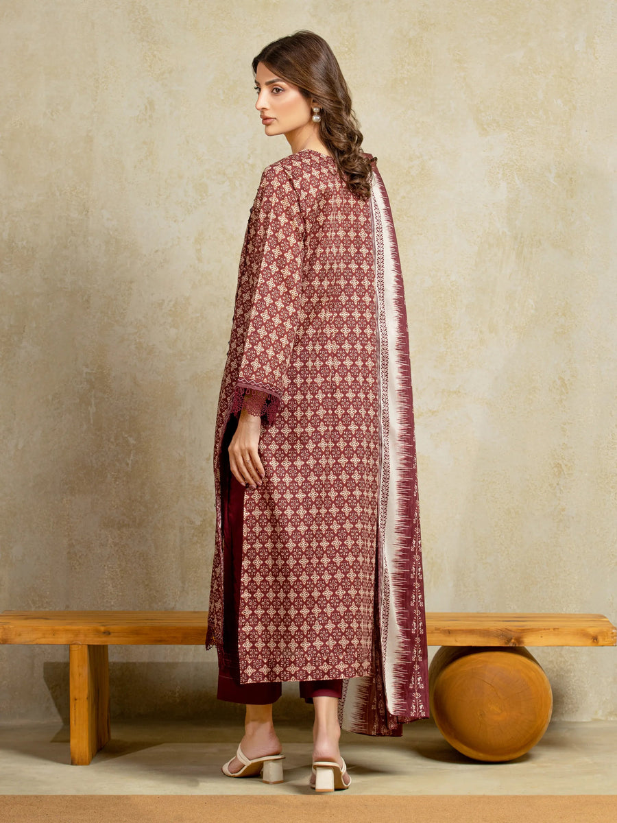 edenrobe Allure Unstitched Printed Khaddar 3Pc Suit EWU5A3-35970