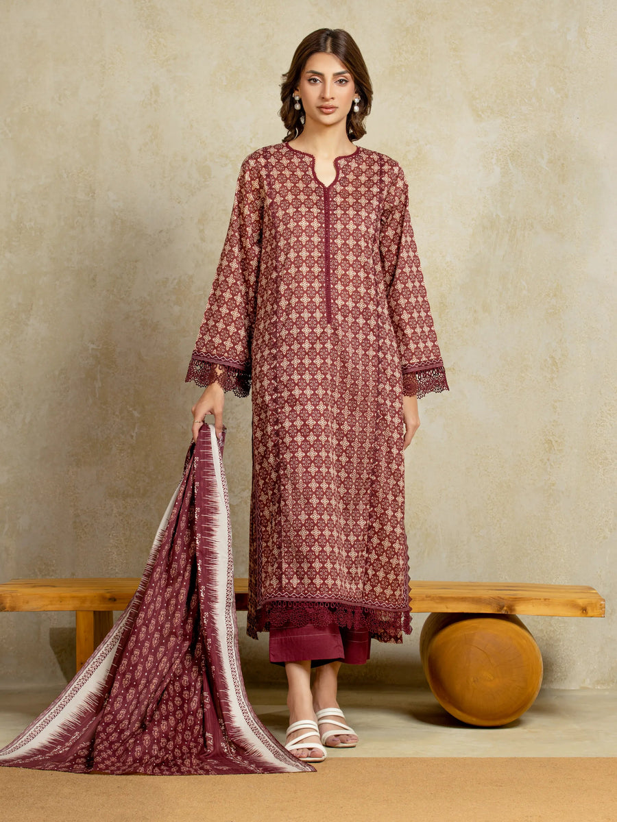 edenrobe Allure Unstitched Printed Khaddar 3Pc Suit EWU5A3-35970