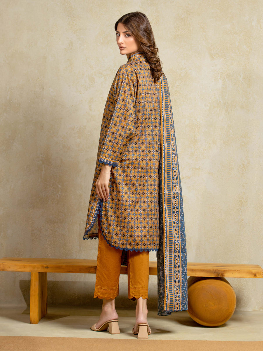 edenrobe Allure Unstitched Printed Khaddar 3Pc Suit EWU5A3-35972