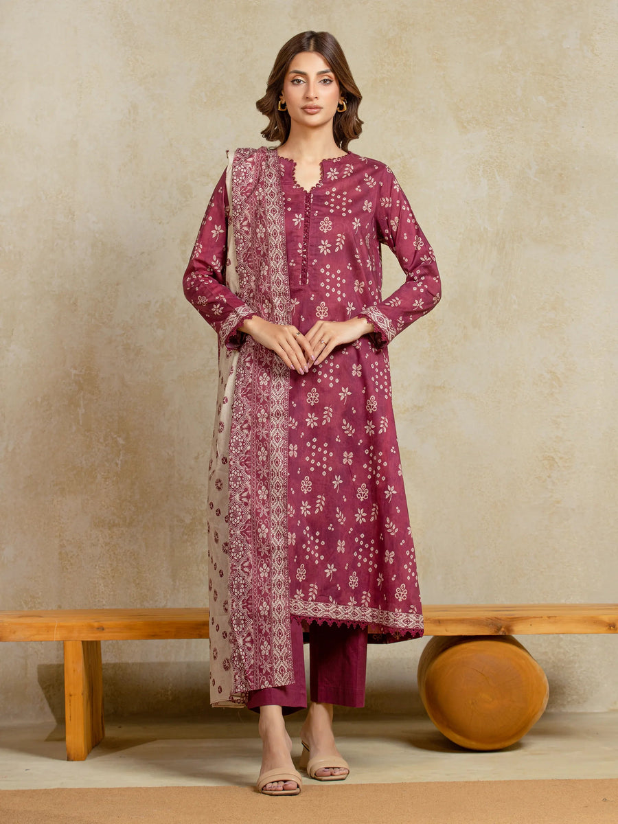 edenrobe Allure Unstitched Printed Khaddar 3Pc Suit EWU5A3-35974