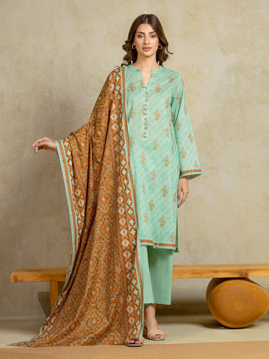 edenrobe Allure Unstitched Printed Khaddar 3Pc Suit EWU5A3-35975