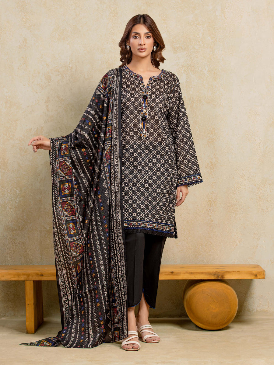 edenrobe Allure Unstitched Printed Khaddar 3Pc Suit EWU5A3-35979