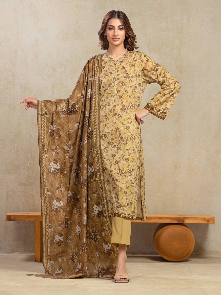 edenrobe Allure Unstitched Printed Khaddar 3Pc Suit EWU5A3-35984