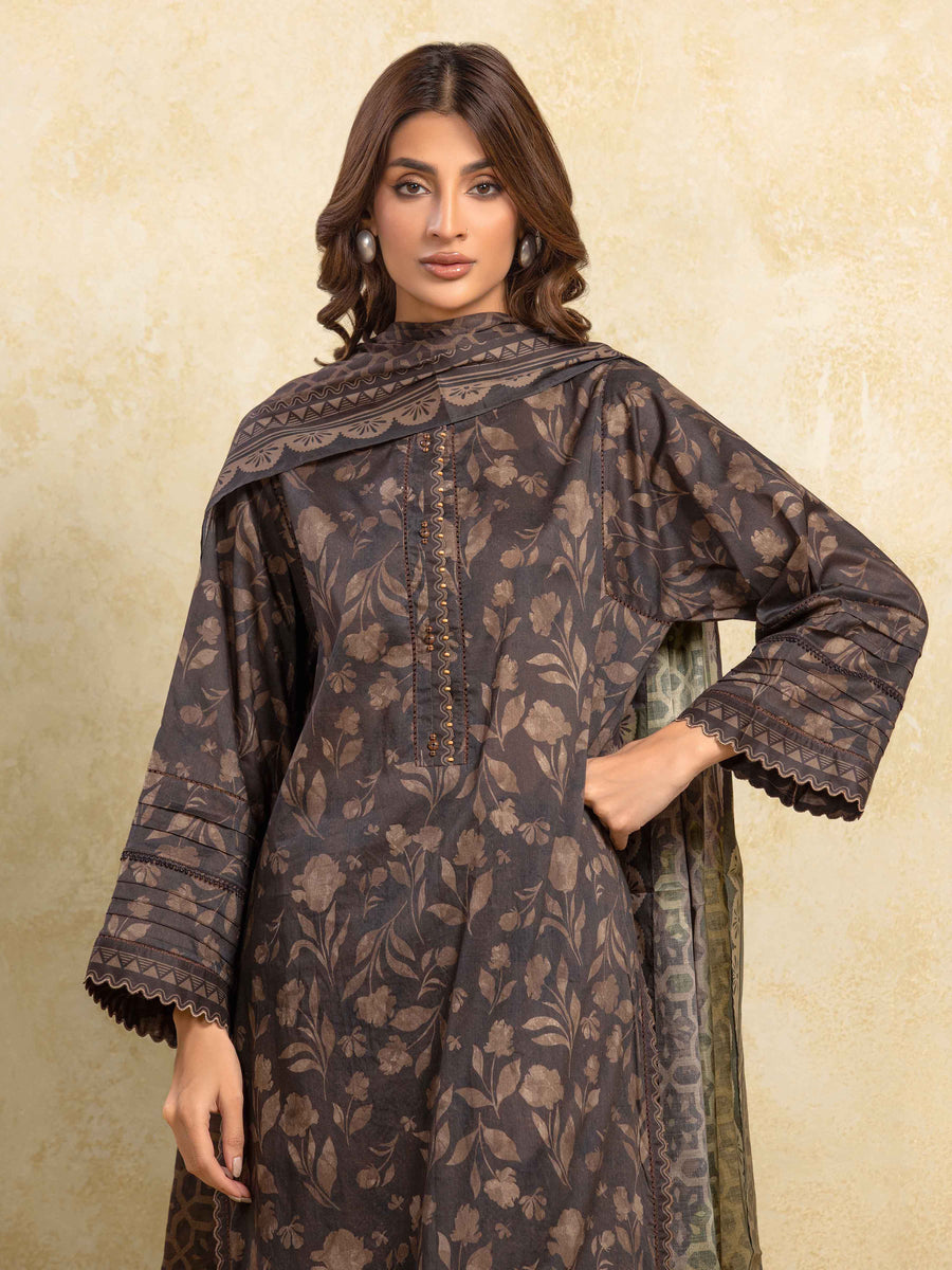 edenrobe Allure Unstitched Printed Khaddar 3Pc Suit EWU5A3-35990
