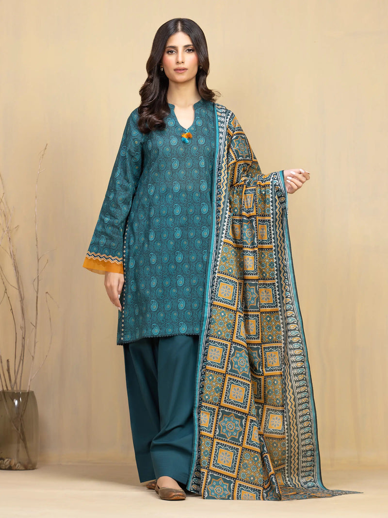 edenrobe Allure Unstitched Printed Khaddar 3Pc Suit EWU5A3-35992