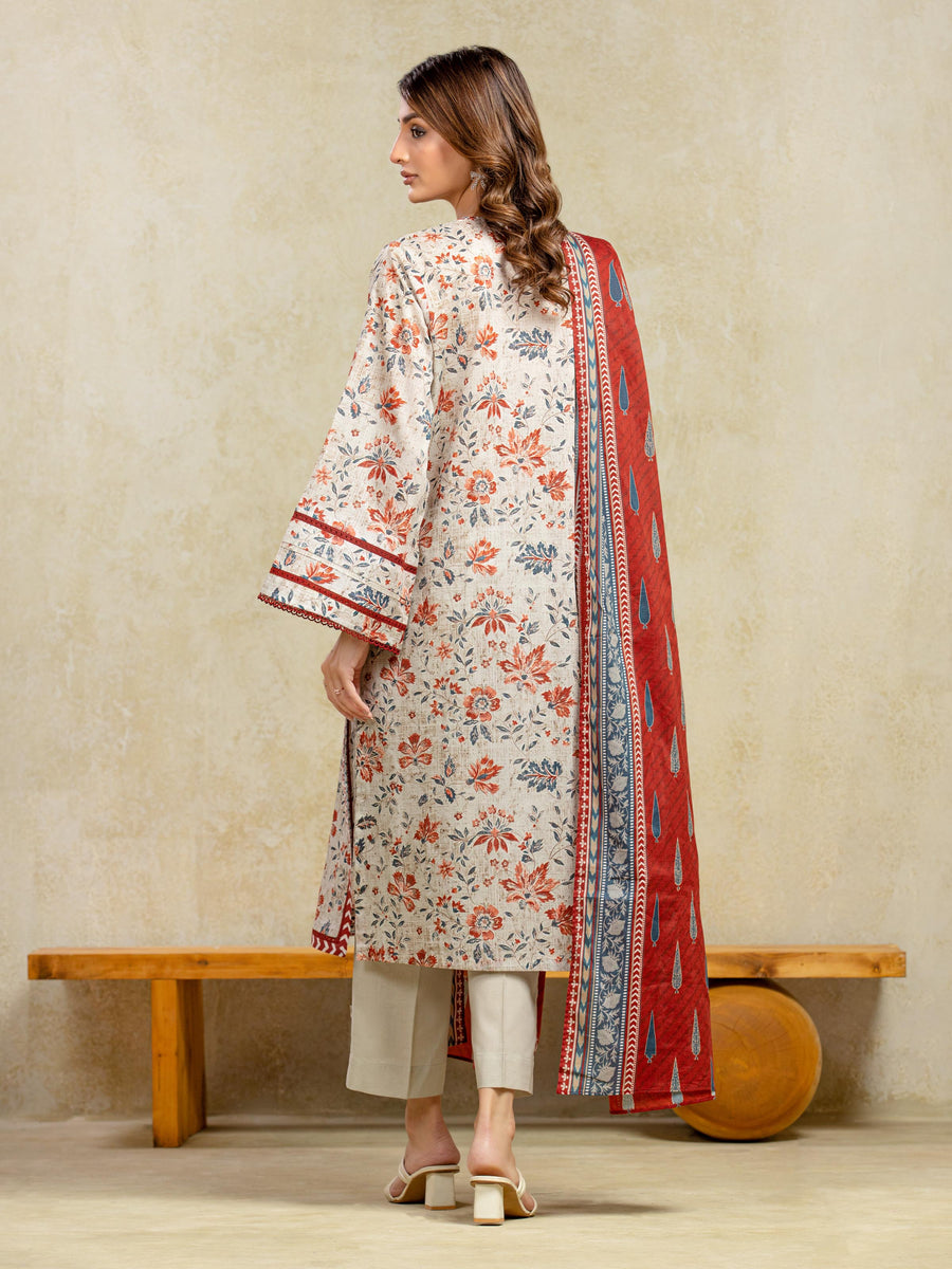 edenrobe Allure Unstitched Printed Khaddar 3Pc Suit EWU5A3-35993