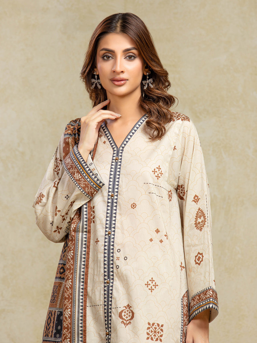 edenrobe Allure Unstitched Printed Khaddar 3Pc Suit EWU5A3-35995