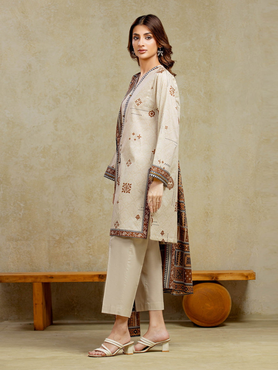 edenrobe Allure Unstitched Printed Khaddar 3Pc Suit EWU5A3-35995