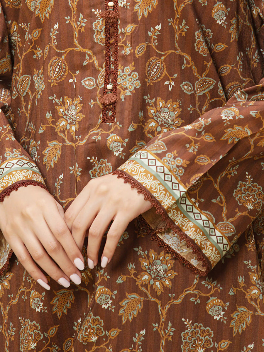 edenrobe Allure Unstitched Printed Khaddar 3Pc Suit EWU5A3-35997