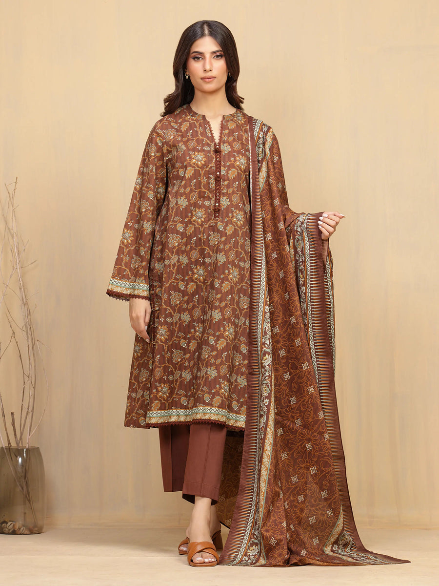 edenrobe Allure Unstitched Printed Khaddar 3Pc Suit EWU5A3-35997