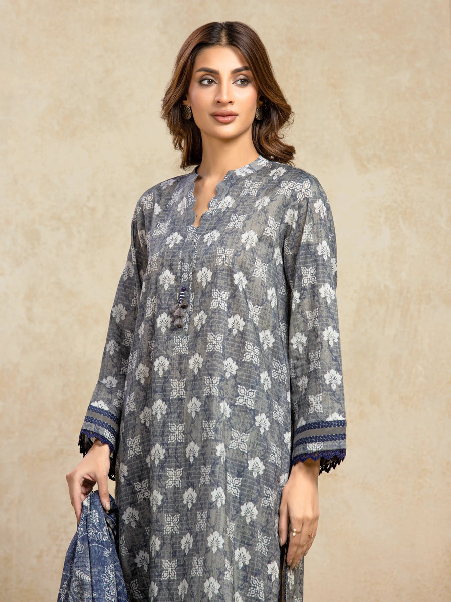 edenrobe Allure Unstitched Printed Khaddar 3Pc Suit EWU5A3-35999