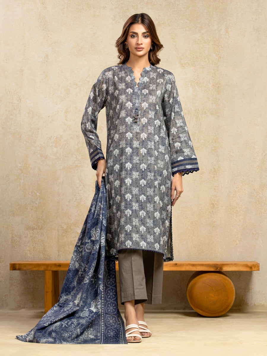 edenrobe Allure Unstitched Printed Khaddar 3Pc Suit EWU5A3-35999