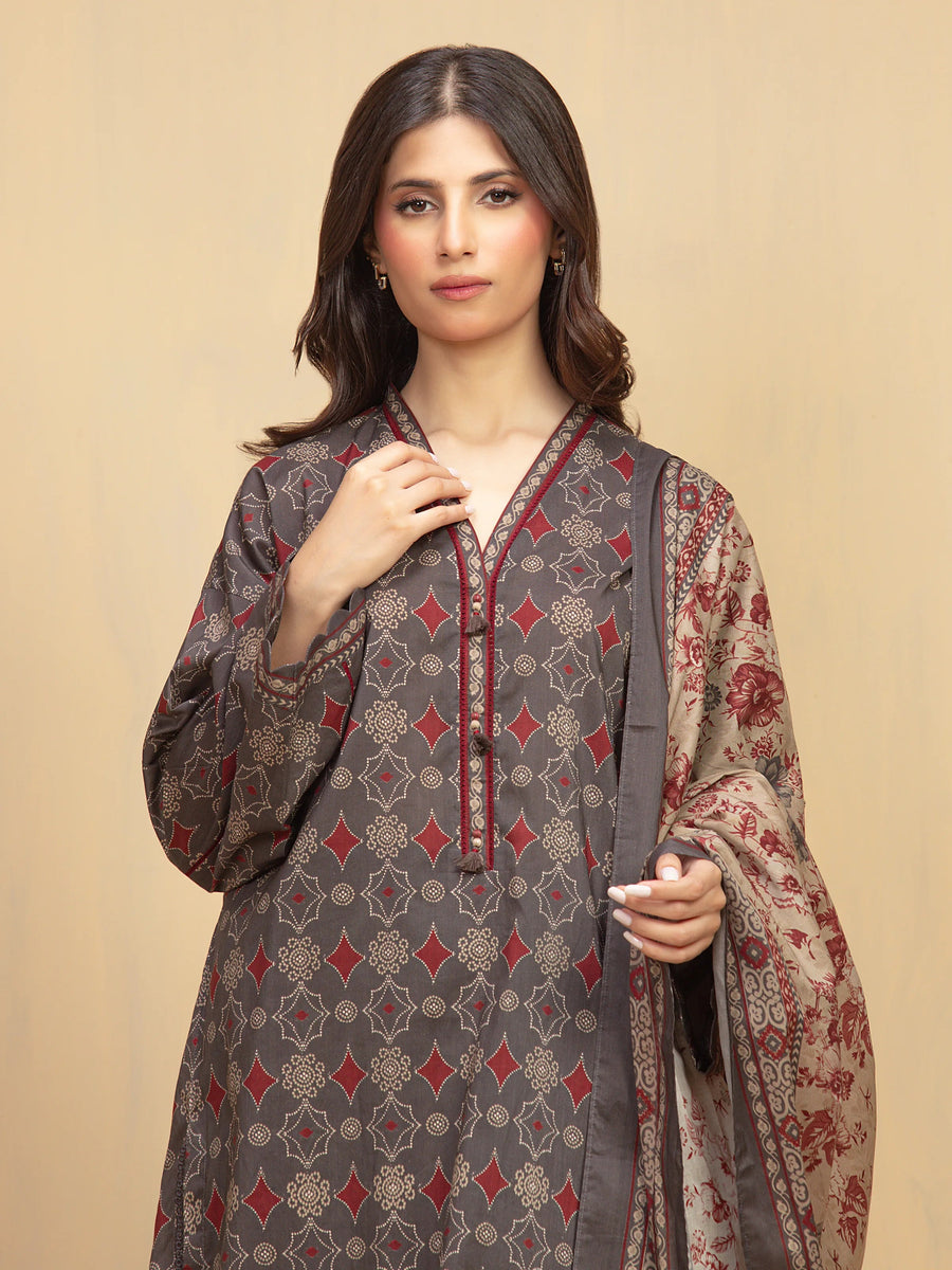 edenrobe Allure Unstitched Printed Khaddar 3Pc Suit EWU5A3-36000
