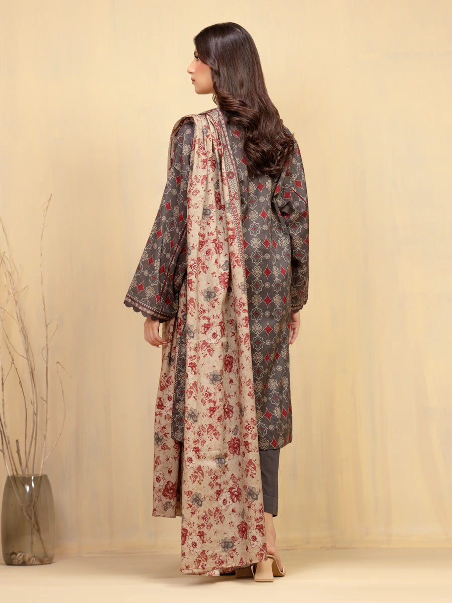 edenrobe Allure Unstitched Printed Khaddar 3Pc Suit EWU5A3-36000