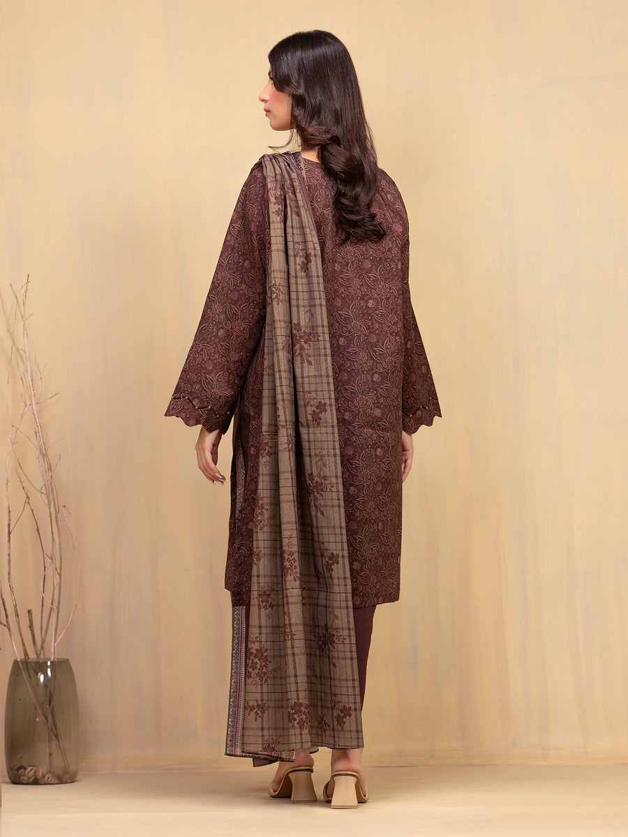 edenrobe Allure Unstitched Printed Khaddar 3Pc Suit EWU5A3-36002