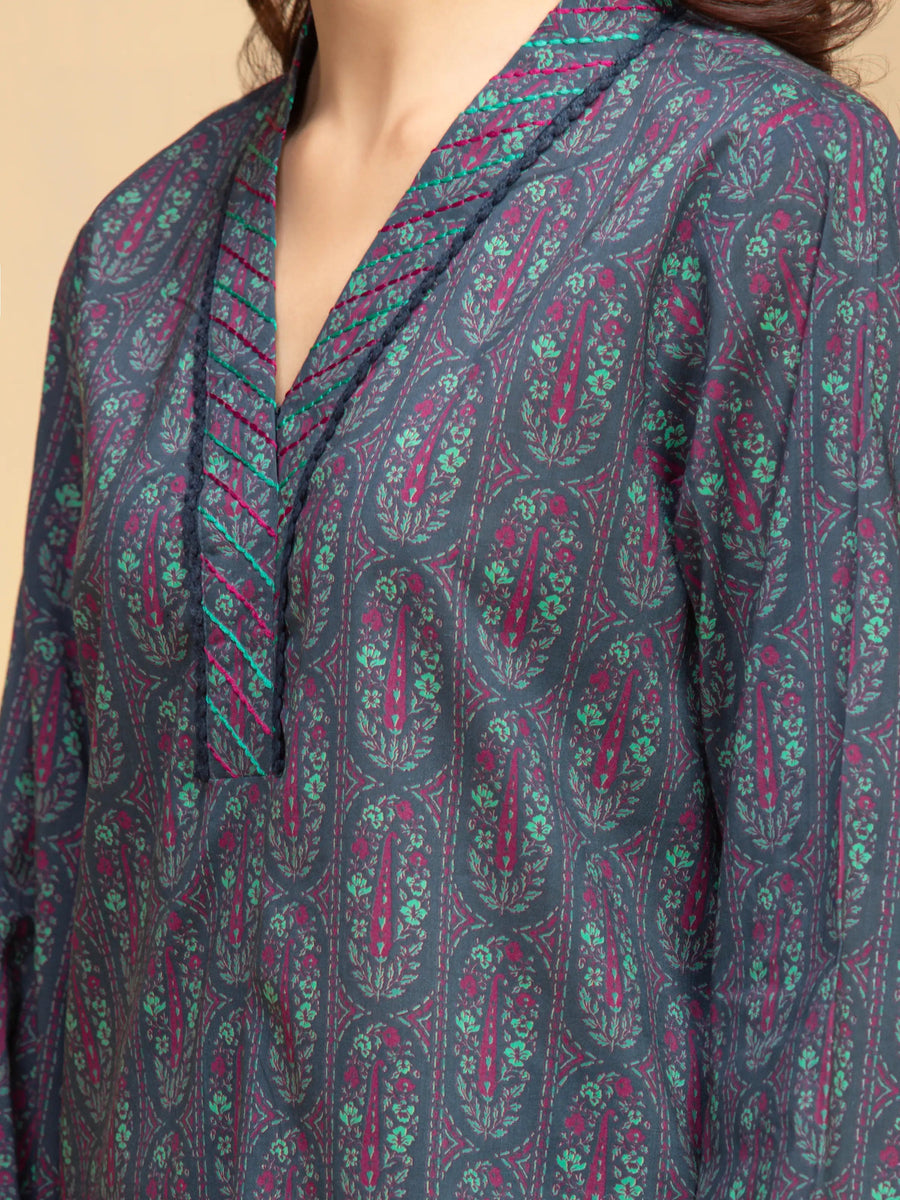 edenrobe Allure Unstitched Printed Khaddar 3Pc Suit EWU5A3-36006