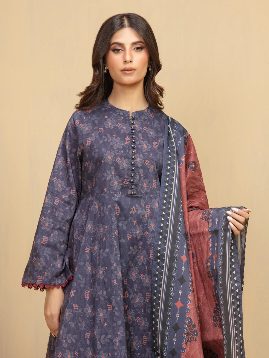 edenrobe Allure Unstitched Printed Khaddar 3Pc Suit EWU5A3-36007